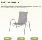 UDPATIO Patio Chairs Set of 6, Stackable Silver Outdoor Dining Chairs with High Back, Breathable Textilene Fabric Outdoor Chair All Weather, 350LBS Capacity for Garden, Backyard (Light Grey)