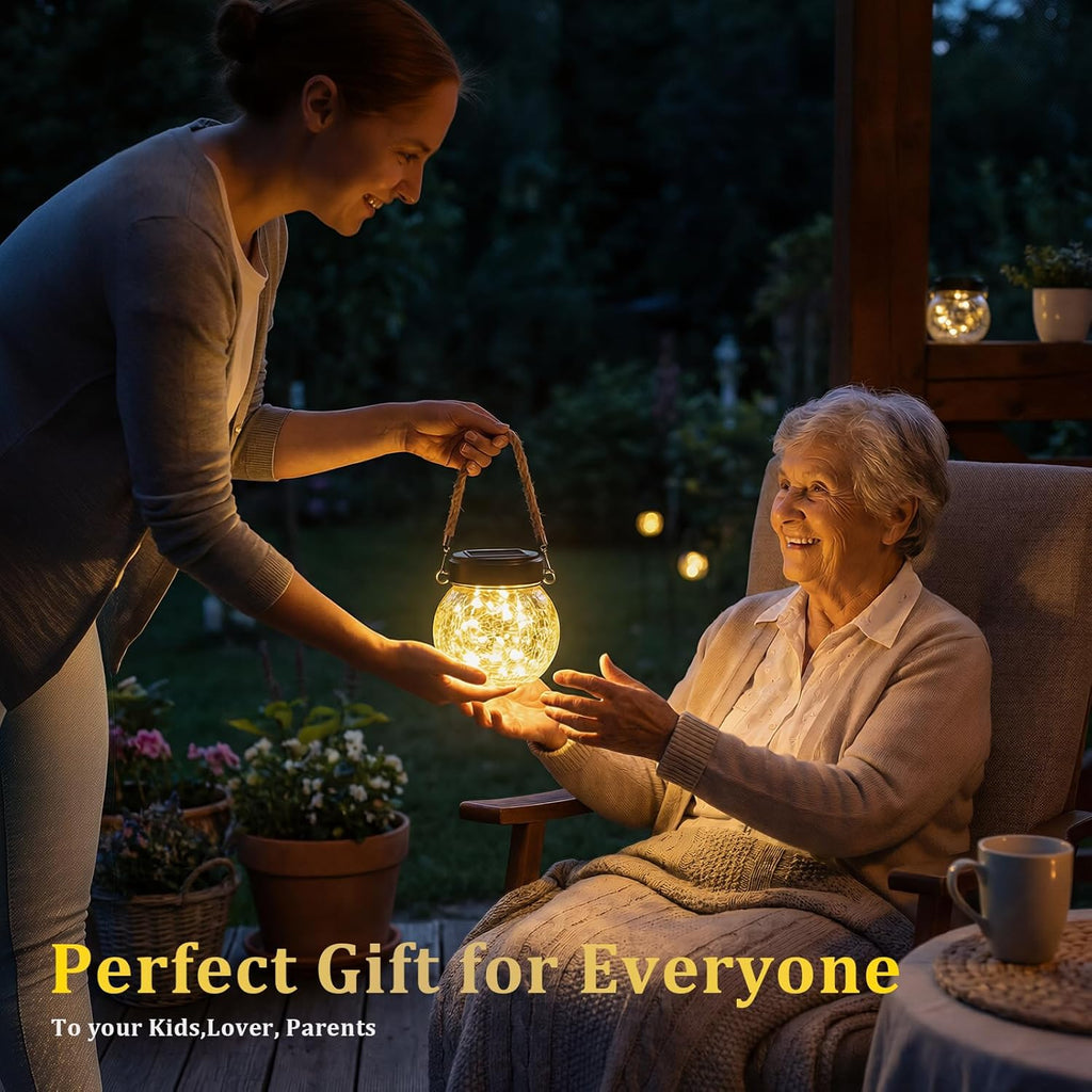 ROSHWEY 6 Pack M Size Solar Lantern Gifts for Women - Outdoor Solar Lanterns Waterproof with 15 LED Hanging Garden Patio Backyard Decor Lights for Halloween Christmas Easter Gift
