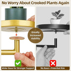 Rotating Window Plant Shelves with Adjustable Knobs, 3 Tiers Metal Wall Shelf for Plants Indoor, Sturdy Hanging Plant Holder, Window Wall Decor & Gardening Gifts (Golden)