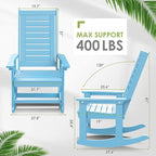 GREENVINES Outdoor Rocking Chair Set | 3-Piece | 2 Rocking Chairs with 1 Side Table | Porch Rocker | HDPE Plastic | Arctic | Patio Furniture Sets | High Back | Big & Tall | Ladder Back