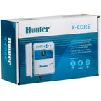 Hunter X-Core 4 Zone Sprinkler Timer, Indoor/Outdoor Sprinkler Controller | 4 station irrigation controller with seasonal adjustment, memory backup, manual controls, and no WiFi needed
