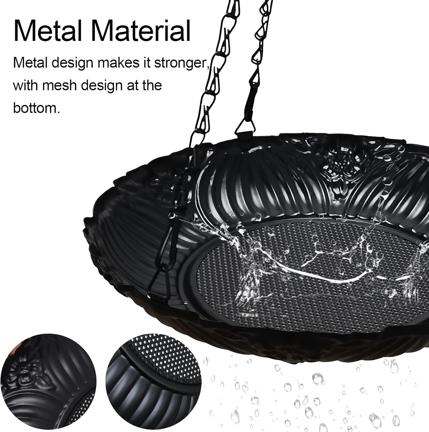 Platform Bird Feeder，11 inch Large Metal Hanging Tray Bird Feeders for Outside 1pack