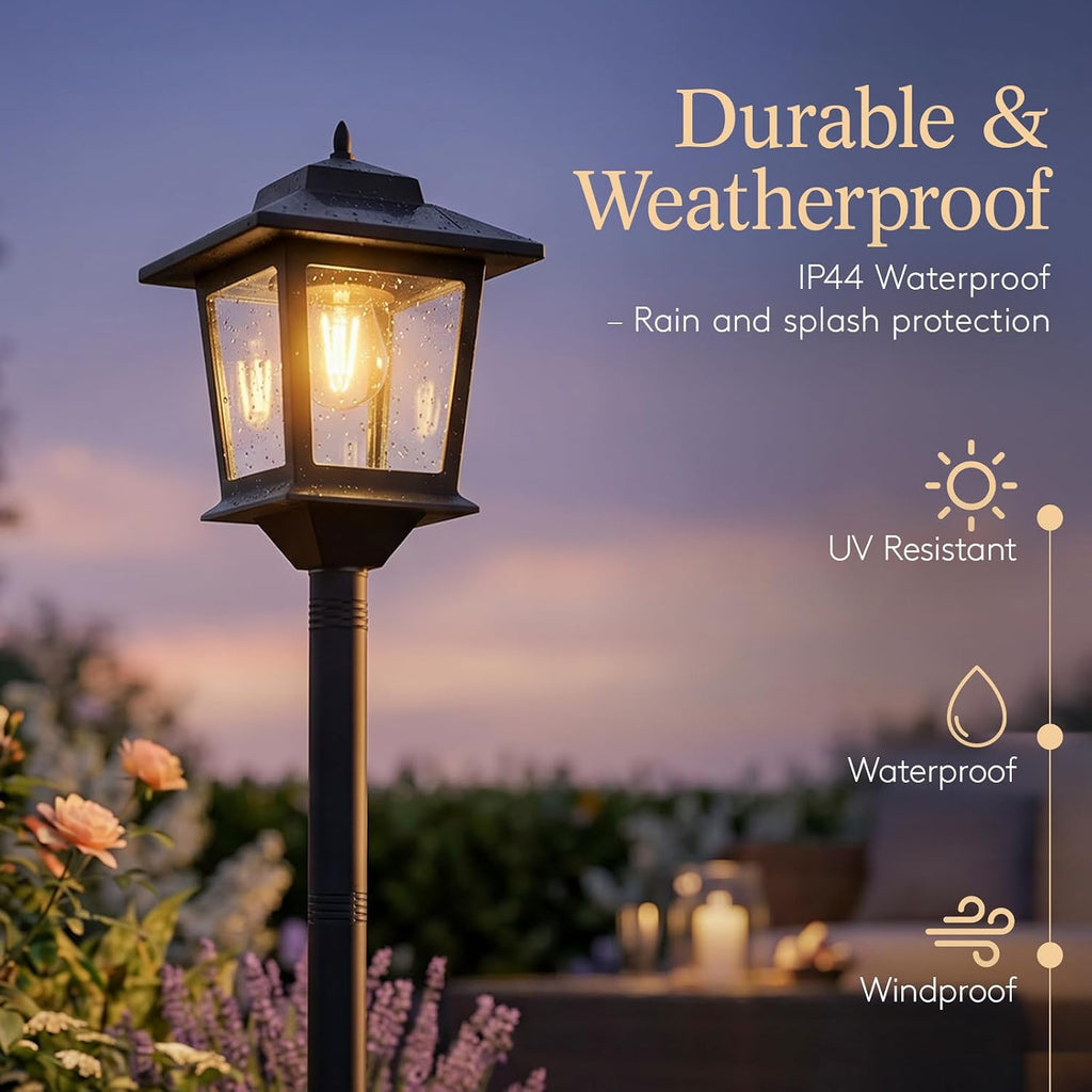 pasamic solar post lights outdoor, 2-pack 63" solar, side view