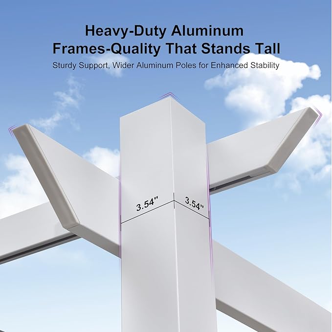 PURPLE LEAF Outdoor Retractable Pergola with Curtains 10' x 10' White Patio Aluminum Pergola with Sun Shade Canopy for Backyard Deck Garden Modern Metal Pergola, Gray