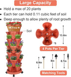 GameXcel Vertical Planter 7 Tier Stackable Planters Garden Planters Strawberry Herb Flower and Vegetable Planter Indoor Outdoor Gardening Pots with Removable Wheels and Tools 2-Pack