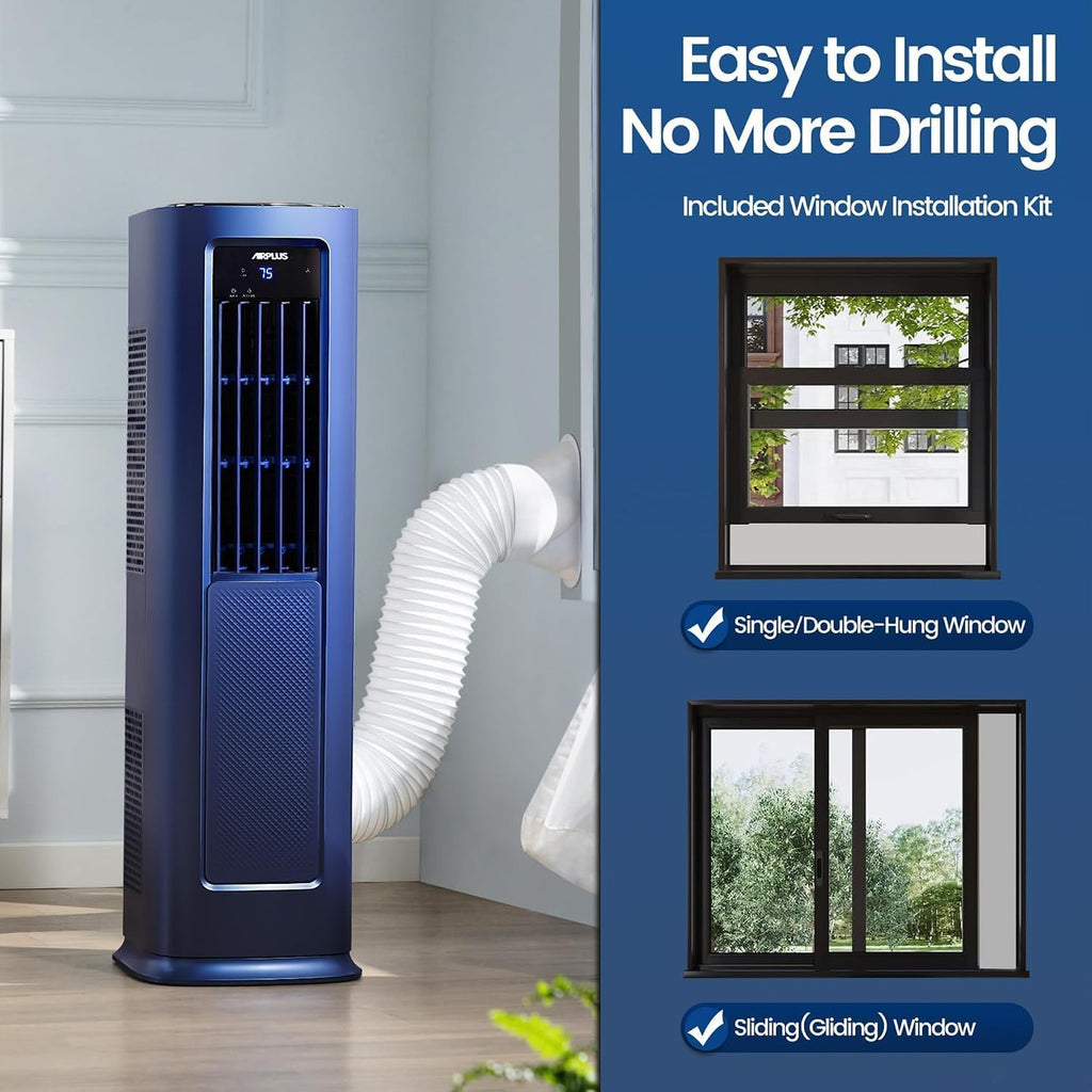 airplus smart portable air conditioner, 12,000 btu cooling/heating, side view