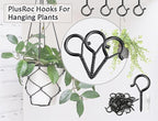PlusRoc 60 Pack Ceiling Hooks for Hanging Plants Outdoor String Lights Heavy Duty, 2.2 Inch Eye Hook Screw in Cup Hooks Q-Hanger for Patio Lights, Wall Wood Fence Deck Mount(Black)