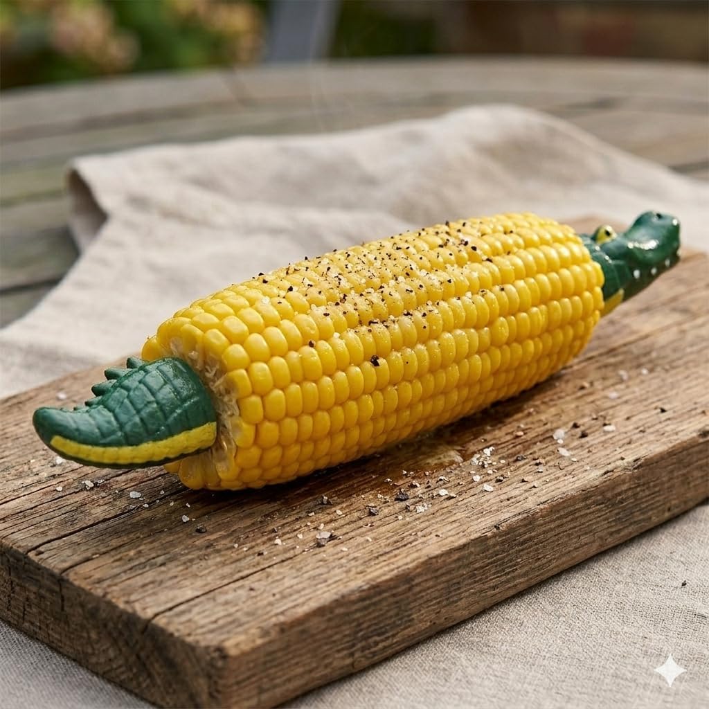 Outset Corn Holders, Crocodile Style Set of 4 Pairs, Croc Corn Handles | Keep Your Hands Clean While Eating | Fun Alligator Corn Skewers | Long Lasting Corn On The Cob Holders | Crocodile Décor