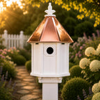 Handmade Copper Roof Bluebird House for Bluebirds & Songbirds, Made in USA (H8C) (Custom Mount)