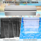 Waterfall Pool Fountain 304 Stainless Steel 11.8" Rectangular Waterfall Spillway for Pools, Fountains,Pond and Spa's