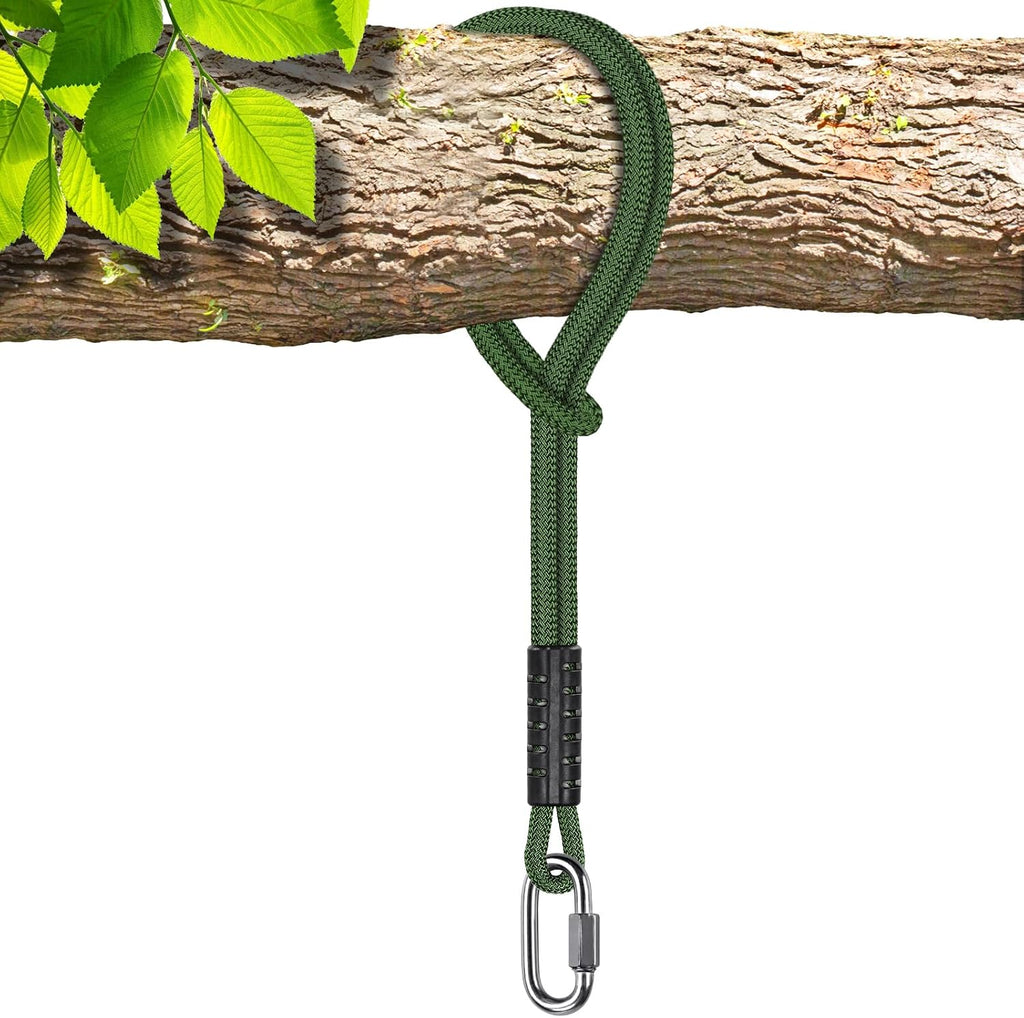 SELEWARE 10ft Tree Swing Rope Hammock Straps Hanging Kit - Fast & Easy Install for Hammock Chair, Tire Swing - Indoor/Outdoor Playground Accessories - Green, 1 Pack