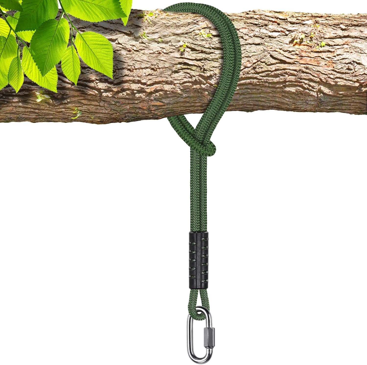 SELEWARE 10ft Tree Swing Rope Hammock Straps Hanging Kit - Fast & Easy Install for Hammock Chair, Tire Swing - Indoor/Outdoor Playground Accessories - Green, 1 Pack