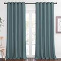 NICETOWN Patio Blackout Curtain Panels - Extra Wide Sliding Door Thermal Insulated Drape, Privacy Room Divider Curtain for Bedroom Office (Greyish Blue, 66 x 118 Inch Long)