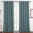 NICETOWN Patio Blackout Curtain Panels - Extra Wide Sliding Door Thermal Insulated Drape, Privacy Room Divider Curtain for Bedroom Office (Greyish Blue, 66 x 118 Inch Long)