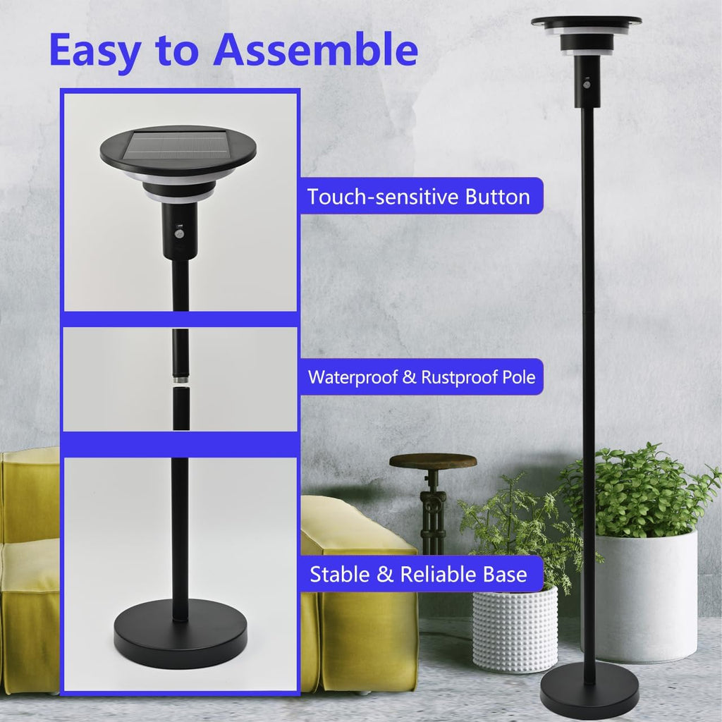 solar floor lamp for patio waterproof ip44,outdoor usb shown in use