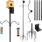 79 Inch Adjustable Bird House Pole | Heavy Duty Bird Feeder Pole for Outdoors | Bird Feeder Stand with Mounting Bracket and Shepherd's Hooks | Mounting Pole for Smart Bird Feeder