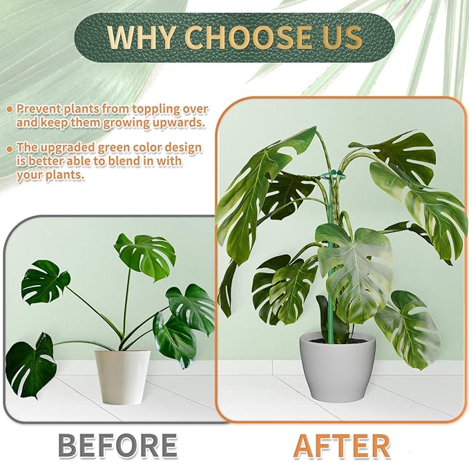 Telescoping Plant Stakes,5Pcs 17.9In to 42.3In Adjustable Monstera Plant Support Orchid Sticks with Clips, Plant Sticks Support Tall for Monstera,Orchids,Tomatoes,Vines & Indoor Outdoor Plants