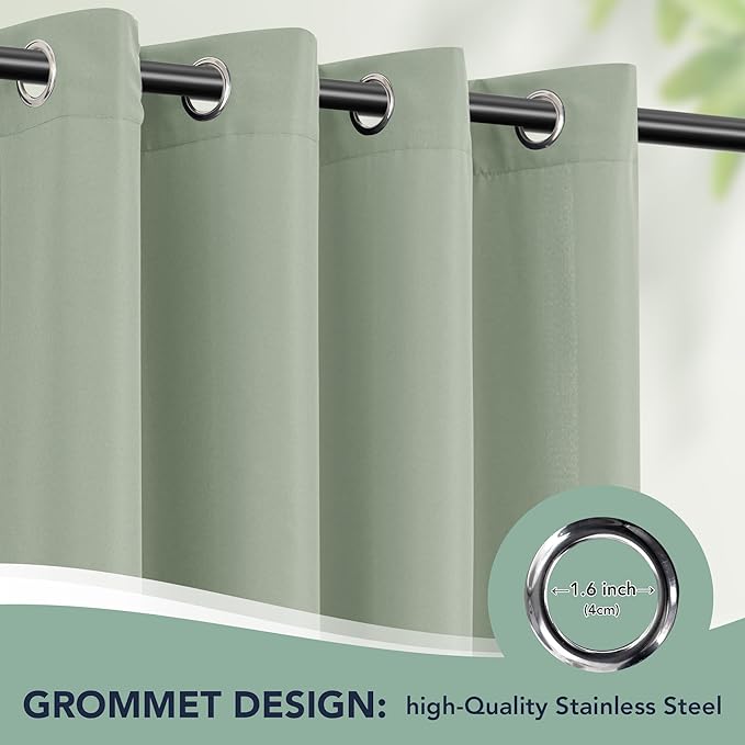 Outdoor Curtains for Patio Waterproof - 6 Panels Privacy Weatherproof Outside Curtains with Grommets for Pergola, Gazebo, Porch, Cabana, Balcony, 54 x 84 Inch, Sage Green