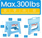 ACSTEP Folding Step Stool for Adults 11 Height Lightweight Plastic Stepping Stool Foldable Step Stool Hold up to 300lbs Non Slip Collapsible Stool Blue