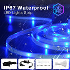 Outdoor LED Strip Lights Waterproof 200ft, IP67 Waterproof LED Light Strips with Remote, Music Sync APP Control, RGB Color Changing LED Lights for Roof, Balcony, Deck, Pool, Patio, Outdoor Decorations