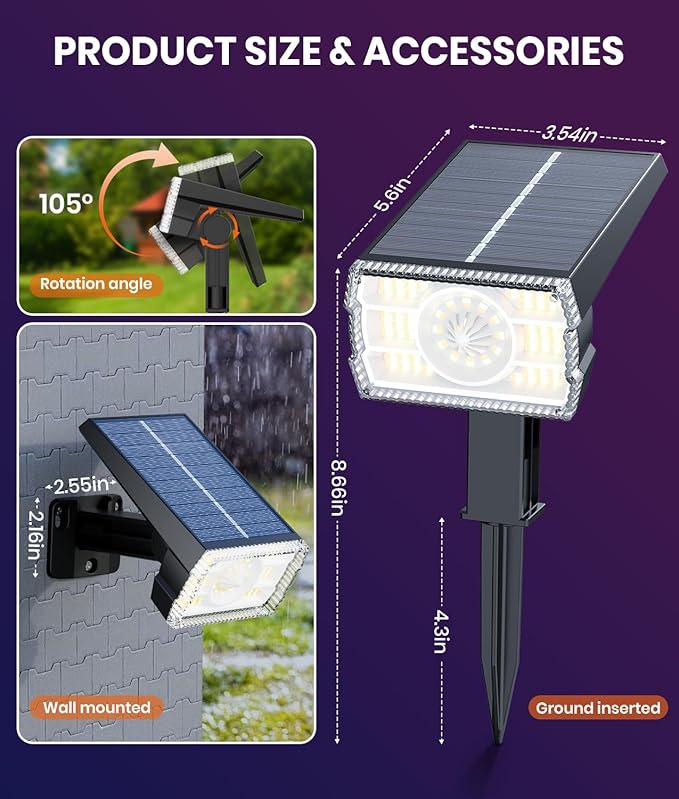 12 Pack - Solar Christmas Lights Outdoor Waterproof,6 Color Changing Spotlights &10 Modes, IP67 Waterproof,105° Adjustable Solar Spot Lights for Pathway/Garden/Yard/Patio/Landscape/Backyard Xmas Decor