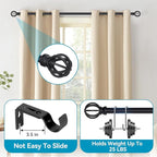 Curtain Rods for Windows 28 to 60 Inch - 5/8” Black Metal Heavy Duty - Decorative Window Small Curtains Rod with Brackets for Kitchen, Bathroom, Sliding Cafe Drapery Rods Door