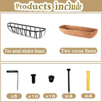 2pack 24-inch Window Sill Window Railing Planters with Cocoa Liner for Outdoor Balconies, Porches, Fences, Patio Railings