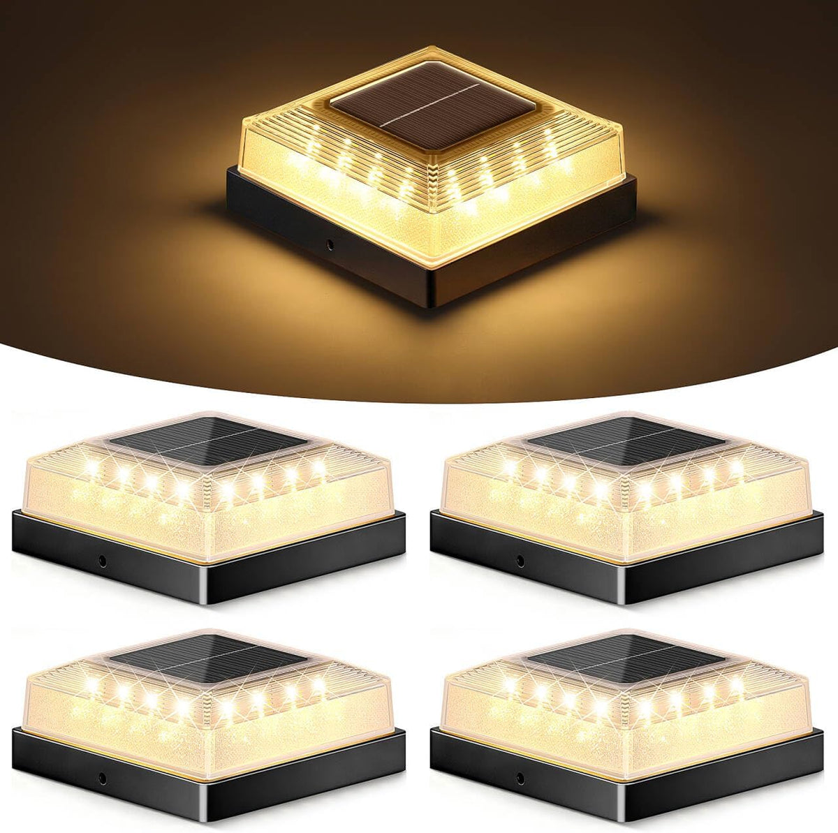 brightever 3.5x3.5 4x4 solar post cap light outdoor, main product view