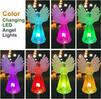 4 Pack Solar Angel Lights Outdoor Decor, Decorative Color Changing Waterproof LED Angel Stake Lights for Cemetery Grave Garden Patio Yard Art Lawn Decoration, Grave Markers, Memorial Gifts