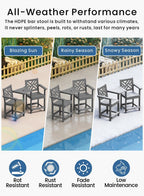 Tall Adirondack Chairs Set of 2, Outdoor 24'' Counter Height Bar Stools with Back and Arms, All-Weather HDPE Patio Tall Chairs for Balcony, Backyard, Garden, Deck (Grey)