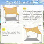 HappyTrends Sun Shade Sail,Heavy Duty UV Protection Beach Shade Canopy Wind sail,Tear and Rust Resistant Patio sail Shade for Yard Deck Lawn Garden Rectangle Sunshade(12'x 16',Sand)
