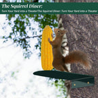 1 Pcs Squirrel Corn Cob Feeder Metal Platform Tree Post Mount | Backyard Wildlife Feeding Station, Rust Resistant Green Finish, Mounting Hardware Included, Fits Tree Trunk or Fence Post