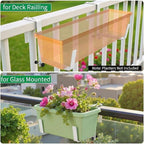 Window Box Brackets, Adjustable Planter Box Brackets, Heavy Duty Iron Flower Box Brackets for Railings, with Enhanced Bottom Support - Perfect for Balconies, Fences, and Gardens (White, 4 Pack)