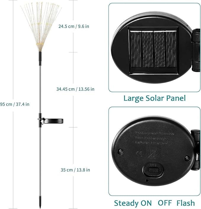 JJGoo Solar Firework Lights, 4 Pack 120 LEDs 2 Lighting Modes Solar Garden Lights Outdoor Waterproof for Yard Patio Walkway Pathway Party Wedding Christmas Decorative - White