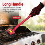 Grill Brush Bristle Free with Scraper and 2 Replacement Heads | grill cleaning brush,grill cleaner brush,grill brush for outdoor grill,grill rescue brush with heat resistant gloves
