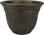 The HC Companies Sierra Round Self-Watering Pot - Lightweight Plastic Planter for Herbs & More - Durable Plant Pots for Indoor Plants & Outdoor Plants (16” Celtic Bronze, Pack of 1)