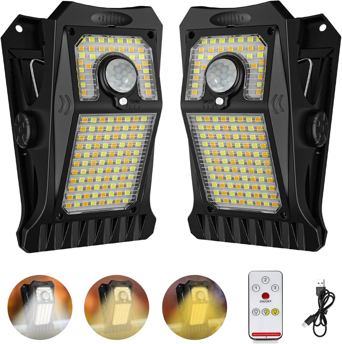 tryme 118leds solar lights outdoor clip motion sensor, main product view