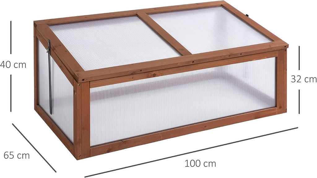 outsunny wooden framed polycarbonate cold frame greenhouse for on a desk or shelf