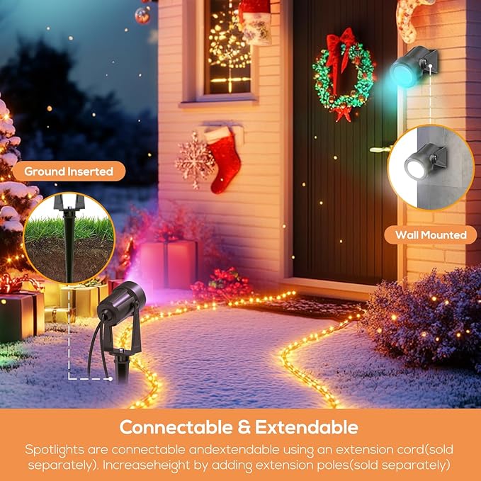 SUNTHIN Outdoor Landscape Lighting with Remote, RGBW Color Changing Spot Uplights,10 Pack