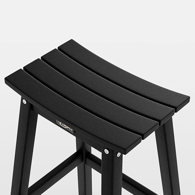 VINGLI 29 Inch Outdoor Bar Stools Set of 4, HDPE Weather Resistant Barstools Heavy Duty Patio Bar Height Chairs for Deck Balcony Kitchen Counter Yard and Poolside(Black, 29 Inch 4 PC)
