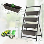 Giantex 4.1FT Vertical Raised Garden Bed, 4-Tier Elevated Planter Box w/4 Containers & Drainage Holes, Indoor Outdoor Freestanding Planter for Vegetables, Herbs, Flowers, Heavy-Duty Metal Frame