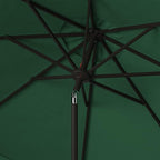 SAFAVIEH 9ft Outdoor Patio Umbrella, Round, Valance, Dark Green, Auto Crank Tilt, UV Resistant for Deck, Backyard, Poolside (PAT8006H)