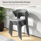 VECELO 4 Pack Plastic Stacking Chairs, Stackable Dining Chairs for Kitchen Restaurant Patio, Portable Indoor Outdoor Use, No Assembly Required, Gray