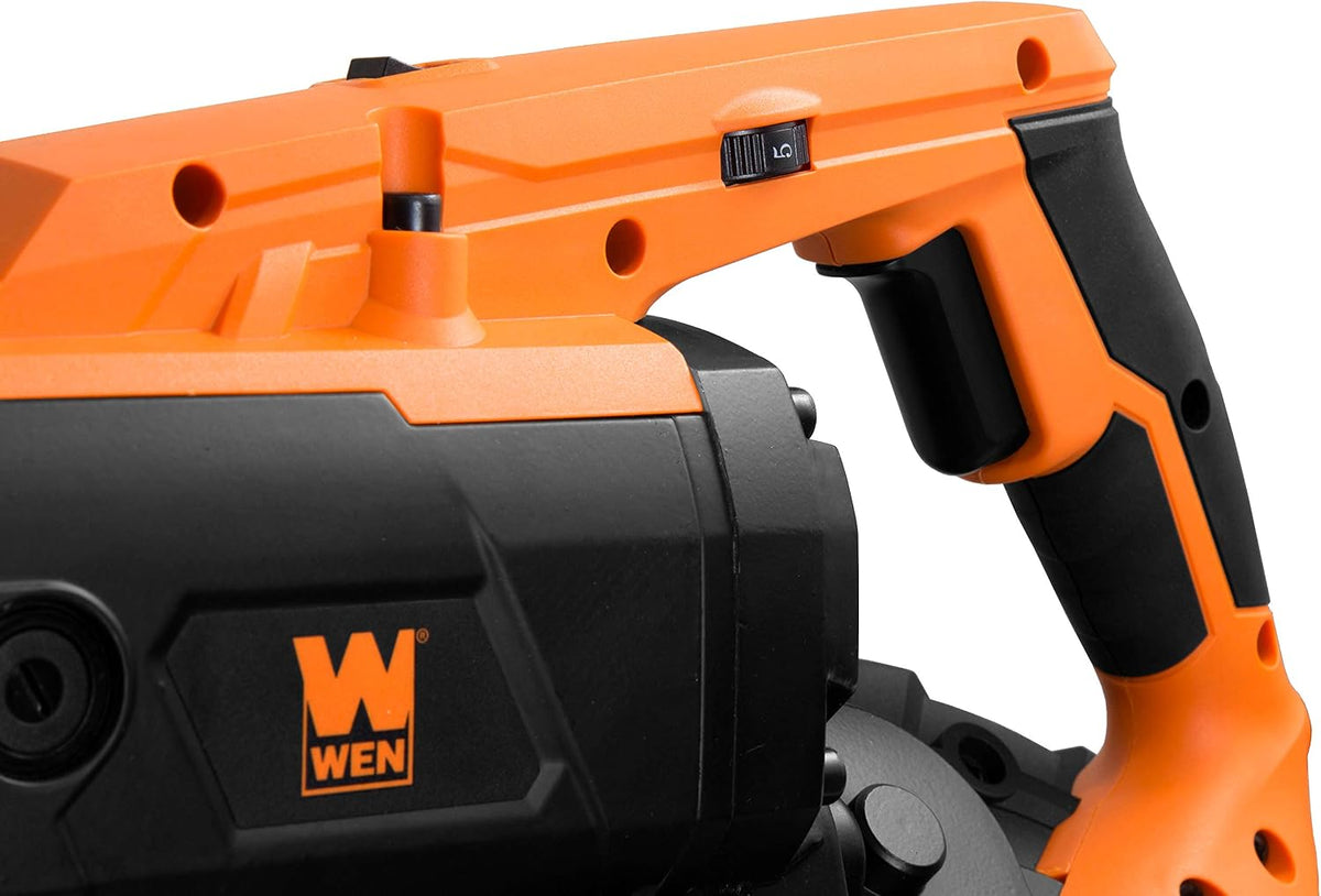 wen portable band saw for metal, 10-amp, variable showing dimensions