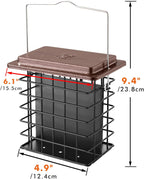 iBorn Double Suet Feeder for Outside Hanging,Weatherproof Suet Feeders,Suet Holder with Taller Grid for Woodpecker, Suet Cage Bird Feeders for Outdoors (Coffee, 6 Inch,1 Pack)