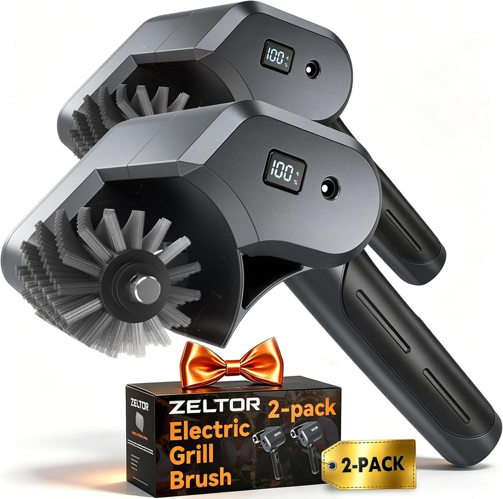Electric Grill Brush, 2 Pack Cordless BBQ Giddy Up Grill Cleaner | 400 RPM，12V Cordless，1500mAh Battery, 66mm Grill Grate Cleaner for Outdoor Barbecue, Patio, Camping, Backyard