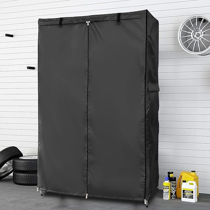 Waterproof Shelf Cover,Outdoor 600D Heavy Duty Dustproof Storage Shelves Cover,60''x18''x72'' Shelf Covers for Wire Shelving with Zippers,Storage Rack Covers with Clear Front