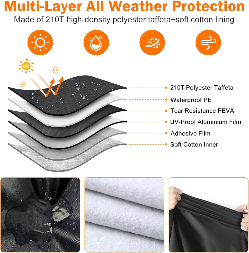 6 Layers Waterproof Hammock Cover for 11-12ft Hammock Stand | Sun Rain UV Dust Snow Protection Outdoor Hammock Cover with Windproof Straps & Soft Cotton Lining for 11-12ft Stand