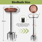 Gtongoko 10" Dia Bowl Small Metal Bird Bath for Outside Heavy Duty, 29" Height Bird Feeder Birdbaths for Outdoors, Garden Bird Bath Bowl with 5-prongs Base