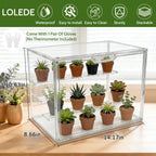 clear mini greenhouse indoor, small stackable tabletop portable shown in use